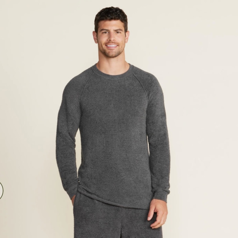 Barefoot dream Cozy Chic Lite Men's Raglan Pullover size large charcoal grey